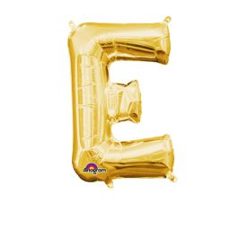 Gold Letter E Foil Balloon - Initial Celebration Decor - Image 1