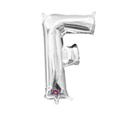 Silver Letter F Foil Balloon Decoration - Image 1