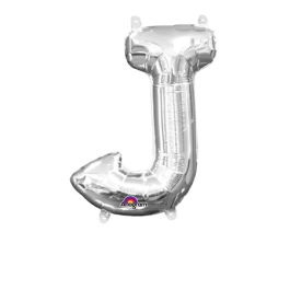 Silver Letter J Foil Balloon - Decorative Party Supply - Image 1