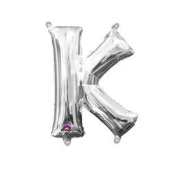 Silver Letter K Foil Balloon - Single Display Piece - Image 1
