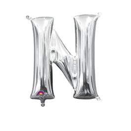 Silver Letter N Foil Balloon - Single Decorative Initial - Image 1