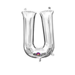 Silver Letter U Foil Balloon - 18 Inch - Image 1