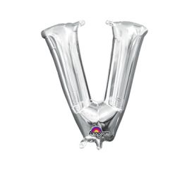 Silver Letter V Foil Balloon 18 Inch - Image 1