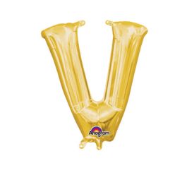 Gold Letter V Balloon - Shiny Foil Decoration - Image 1