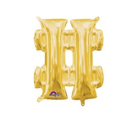 Gold Hashtag Balloon 18 Inch Foil - Image 1