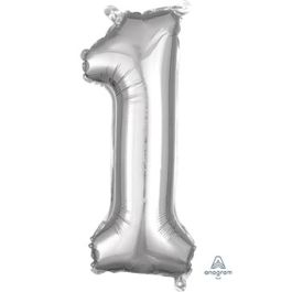 Silver Number 1 Foil Balloon - 18 Inch - Image 1