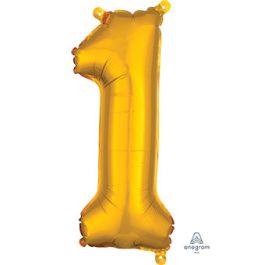 Gold Number 1 Foil Balloon - Milestone Birthday Decor - Image 1