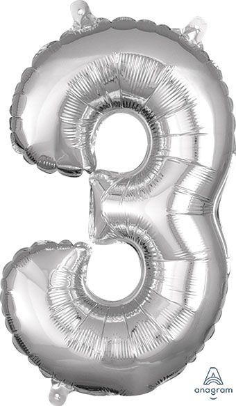 Number 3 Silver Balloon - 5-Pack - Image 1