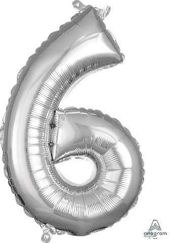 Number 6 Silver Balloon - 5-Pack - Image 1