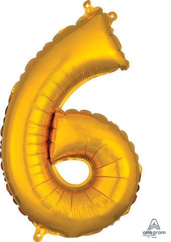 Number 6 Gold Balloon - 5-Pack - Image 1