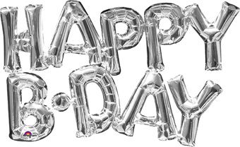 Happy Birthday Balloons - 3-Pack Silver Foil 30" - Image 1