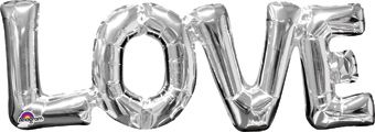 Love Balloon 25" - 5-Pack Silver Foil - Image 1