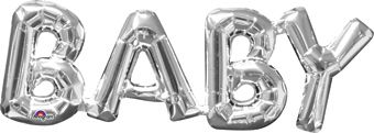 Baby Balloons - 5-Pack Silver Foil 26" - Image 1