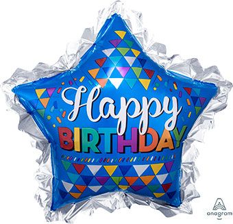 Happy Birthday Star Balloon - 3-Pack - Image 1