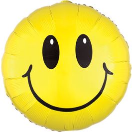 Yellow Smiley Face Balloon 28 Inch Foil - Happy Party Decor - Image 1