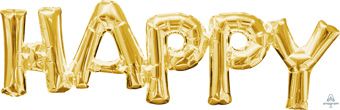 Happy Balloon 30" - 5-Pack Gold Foil Party Decor - Image 1