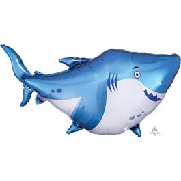 Blue Shark Foil Balloon 40 Inch Large Shape - Image 1