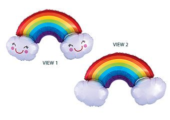 Rainbow Balloon 3-Pack - 37" with Clouds Smiles - Image 1