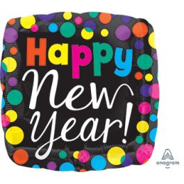 Happy New Year Foil Balloon 18 Inch - 5-Pack - Image 1