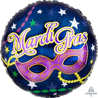 Mardi Gras Mask Balloons - 5-Pack - Image 1