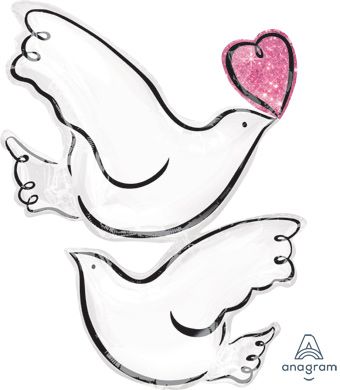 Wedding Doves & Hearts Foil Balloons 32 Inch - Anniversary Decor - Image 1