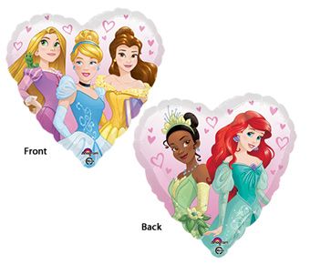 Disney Princess Balloons - 5-Pack Heart Foil - Image 1