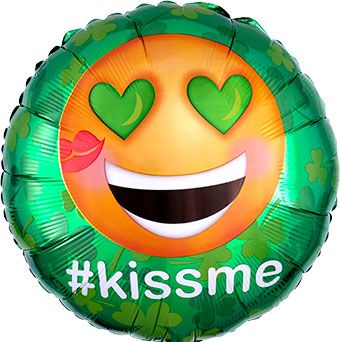 Kiss Me Shamrock Emoticon Balloons - 5-Pack - Image 1