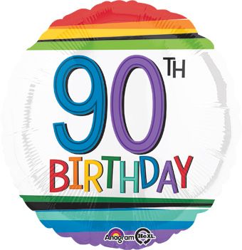 90th Birthday Rainbow Balloon - 5-Pack - Image 1