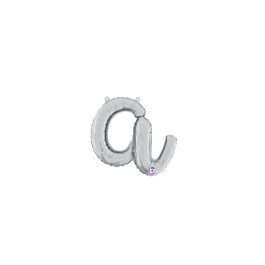 Silver Letter Balloons A & a 14 Inch Script Foil - Pack - Image 1