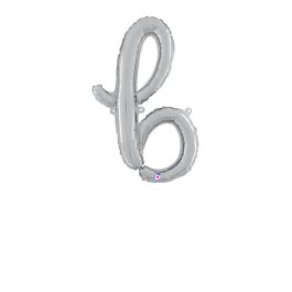 Silver Script B Foil Balloon 24 Inch - 5-Pack - Image 1