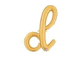 Gold Script D Foil Balloon 24 Inch - Image 1