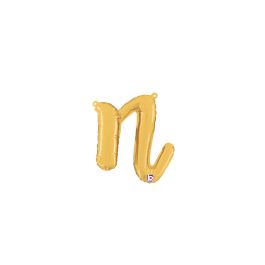 Gold Script N Foil Balloon 14 Inch - Image 1