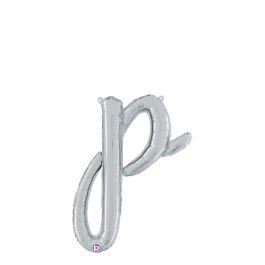 Silver Letter P Balloon 24 Inch - Shiny Foil Decoration - Image 1