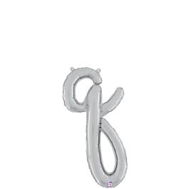 Silver Letter Balloons Q S Script 24 Inch - Party Pack - Image 1