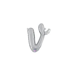 V Letter Balloon 14 Inch Silver Foil - 5-Pack - Image 1