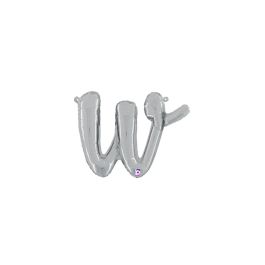 Silver Script W Foil Balloon 14 Inch - 5-Pack - Image 1