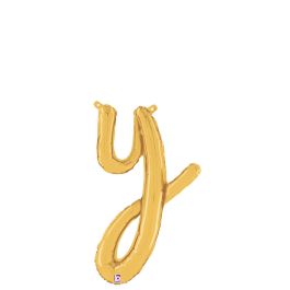 Gold Script Y Foil Balloon 24 Inch - Image 1