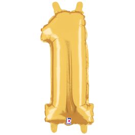 Gold Number 1 Balloon 14 Inch - 5-Pack - Image 1