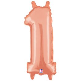 Rose Gold Number 1 Foil Balloon - 14 Inch - Image 1