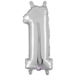 Silver Number 1 Foil Balloon 14 Inch - Image 1