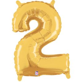 Gold Number 2 Foil Balloon 14 Inch - Birthday Decoration - Image 1