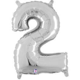 Silver Number 2 Foil Balloon 14 Inch - Image 1