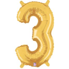 Number 3 Gold Foil Balloon 14 Inch - Milestone Decor - Image 1