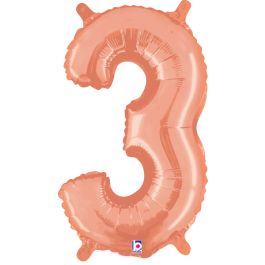 Rose Gold Number 3 Foil Balloon 14 Inch - Image 1