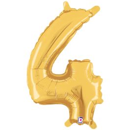 Gold Number 4 Foil Balloon 14 Inch - Birthday Decoration - Image 1