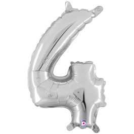Silver Number 4 Foil Balloon 14 Inch - Image 1