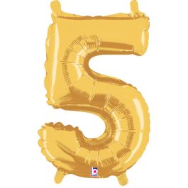 Gold Number 5 Balloon 14 Inch Foil - Image 1