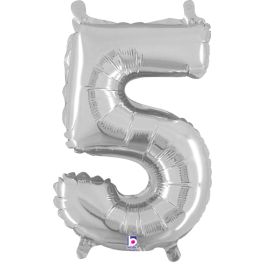 Silver Number 5 Foil Balloon 14 Inch - Birthday Decoration - Image 1