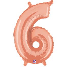Rose Gold Number 6 Foil Balloon 14 Inch - Image 1