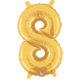 Gold Number 8 Foil Balloon 14 Inch - Party Decoration - Image 1